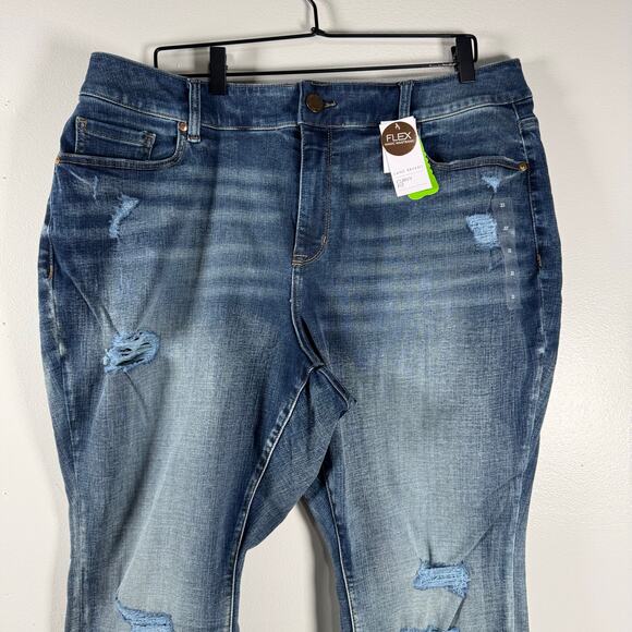 NWT Lane Bryant Women's Blue Stretch Distressed High Rise Skinny Jeans Size 22 - Picture 2 of 12